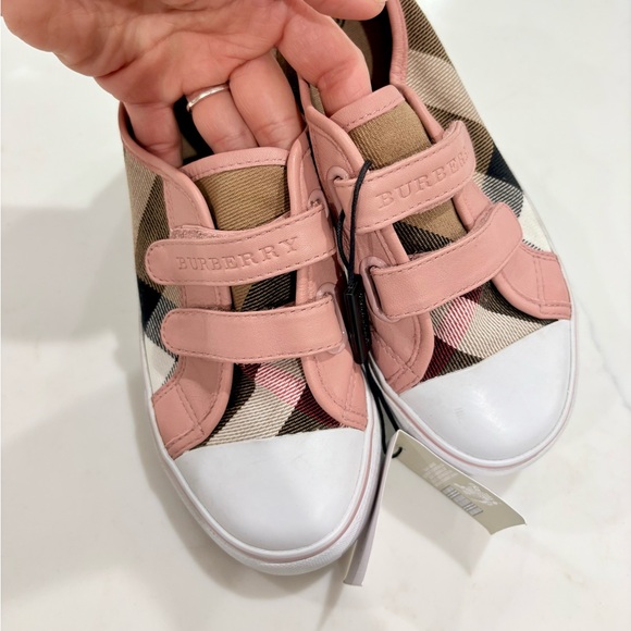 Burberry Other - Burberry Kids Check and Leather Sneakers in slate Pink